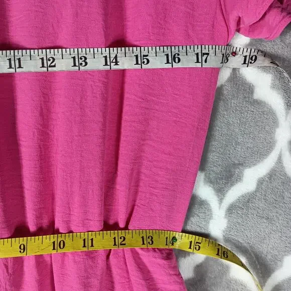 Fraiche by J Wrap Dress Women Large Pink Midi Ruffle Short Sleeve - Picture 6 of 10